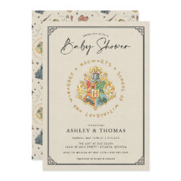 Small Harry Potter | Hogwarts Crest Baby Shower Invitation Front View