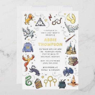 harry potter icon's baby shower foil invitation