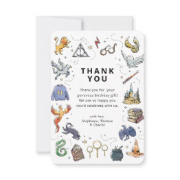 Small Harry Potter Icons Birthday Thank You Invitation Front View