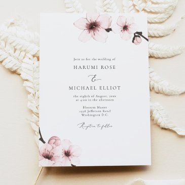 harumi elegant sakura cherry blossom wedding invitation