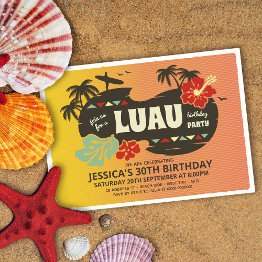 Small Hawaii Luau Party Invitation Front View