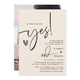 Small He Asked She Said Yes Engagement Party Photo Invitation Front View