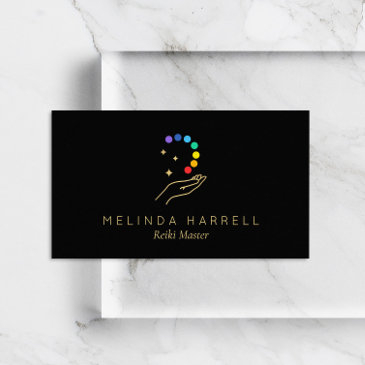 healing hand logo reiki, massage, wellness black business invitations