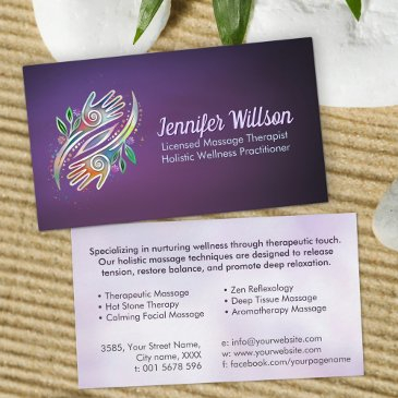 healing hands massage therapist business invitations