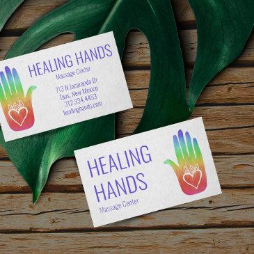 healing hands rainbow colorful painted hamsa business invitations