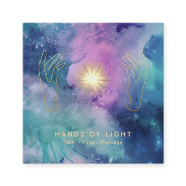 *~* healing hands universe cosmic stars light square business invitations