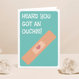 Small Heard You Got An Ouchie! Get Well Soon Invitations Front View