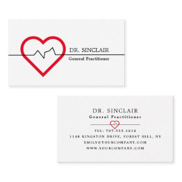 Small Heart Rate Monitor, General Practitioner, Nurse Business Invitations Front View