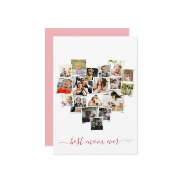 heart shape photo collage mother's day invitations