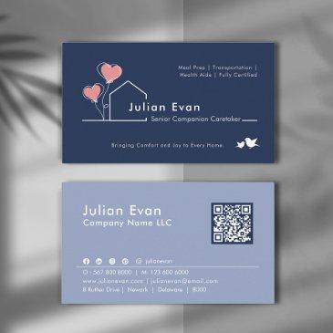 heartwarming house navy blue caregiver services business invitations
