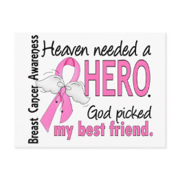 Small Heaven Needed A Hero Best Friend Breast Cancer Postinvitations Front View