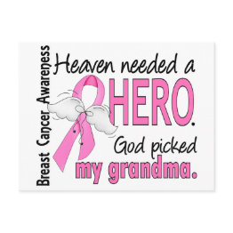 Small Heaven Needed A Hero Grandma Breast Cancer Postinvitations Front View