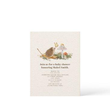 hedgehog butterfly mushroom woodland baby shower invitation