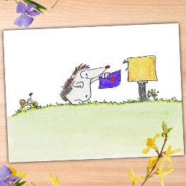 Small Hedgehog Post By Nicole Janes Postinvitations Front View
