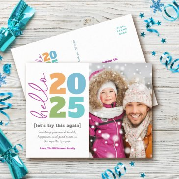 hello new year bold modern type custom year photo holiday postinvitations