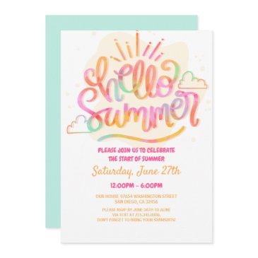 hello summer party, last day of school, pool party invitation