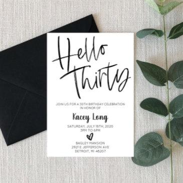 hello thirty 30th birthday invitation