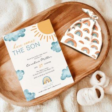 here comes the son baby shower boy invitation