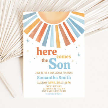 here comes the son baby shower invitation