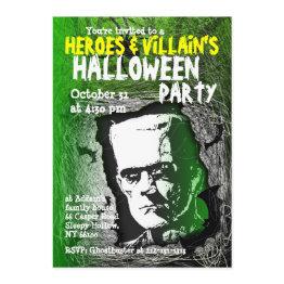 Small Hero Villian Halloween Party Invitation Front View