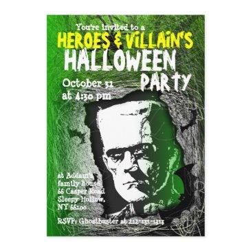 hero villian halloween party invitation