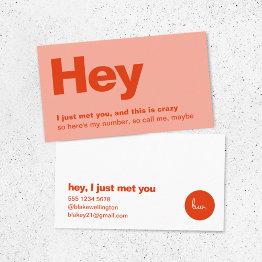 Small Hey I Just Met You | Red Pink Dating Call Me Business Invitations Front View