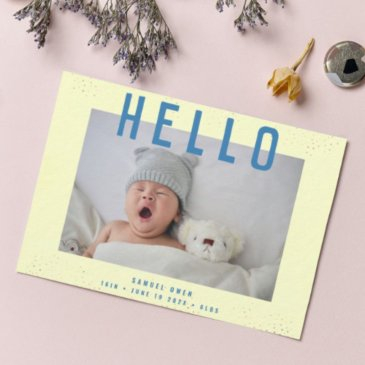 hi | hello | my baby | modern photo frame birth announcement