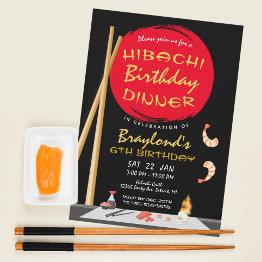 Small Hibachi Birthday Dinner Hibachi Party Invitation Front View