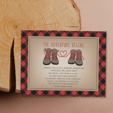 hiking boots adventure buffalo wedding shower invitation