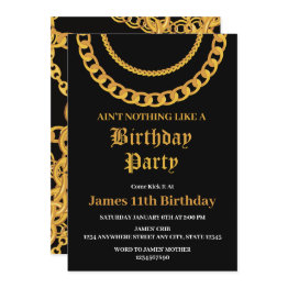 Small Hip Hop Gangsta Birthday Party Invitation Front View
