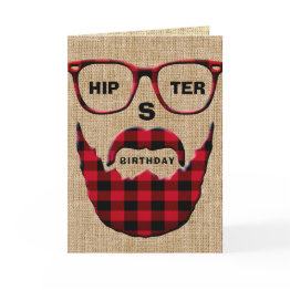 Small Hipster Birthday Invitations Front View