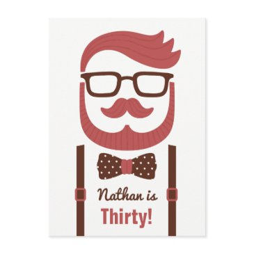 hipster gentleman men birthday party invitations