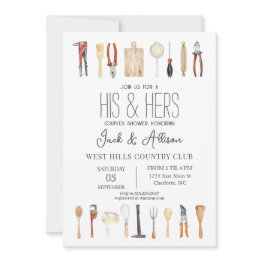 Small His And Hers Couples Shower Invitation,tool Shower Invitation Front View