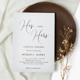 Small His & Hers Simple Couple Shower Bridal Invitation Front View