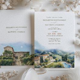 Small Historic Castello Di Petrata Assisi Italy Wedding Invitation Front View