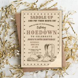 Small Hoedown Birthday Party, Cowboy Birthday Invitation Front View
