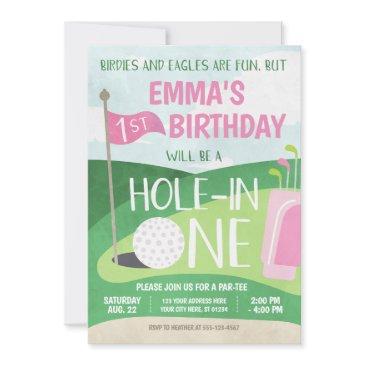 hole in one golf invitation girl first birthday