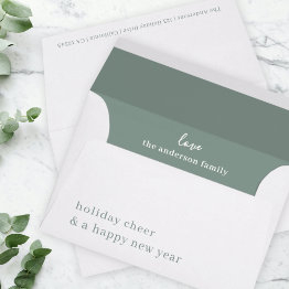 Small Holiday Cheer | Grayish Green Elegant Christmas Envelope Front View