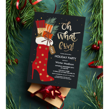 holiday christmas stiletto boots invitation