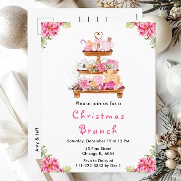 holiday christmas tea party pink postinvitations