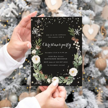 holiday foliage sparkle christmas party invitation