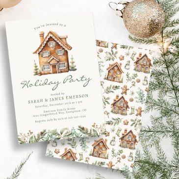 holiday gingerbread party invitation