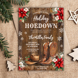 Small Holiday Hoedown, Western Christmas Party, Cowboy Invitation Front View