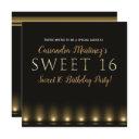 hollywood lights gold typography sweet 16 party invitation