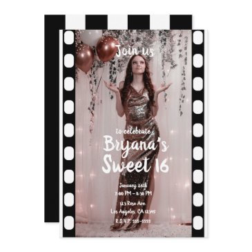 hollywood movie cinema film photography sweet 16 invitation