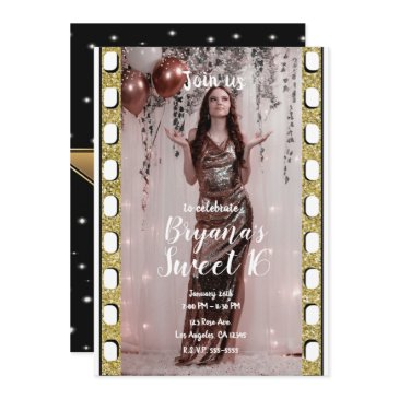 hollywood movie gold star film sweet 16 invitation