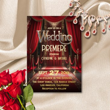 hollywood movie red carpet premiere wedding foil invitation