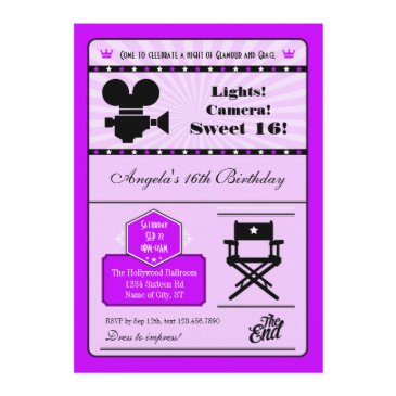 hollywood movie sweet 16 invitation