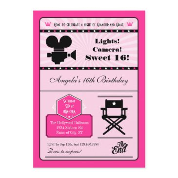 hollywood movie sweet 16 invitation