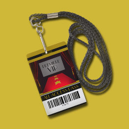 Small Hollywood Premiere Vip Birthday Party Invitation Badge Front View